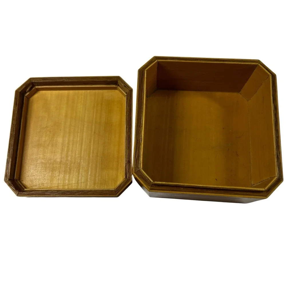 Vintage Hand Painted Wooden Trinket Jewelry‎ Box 4